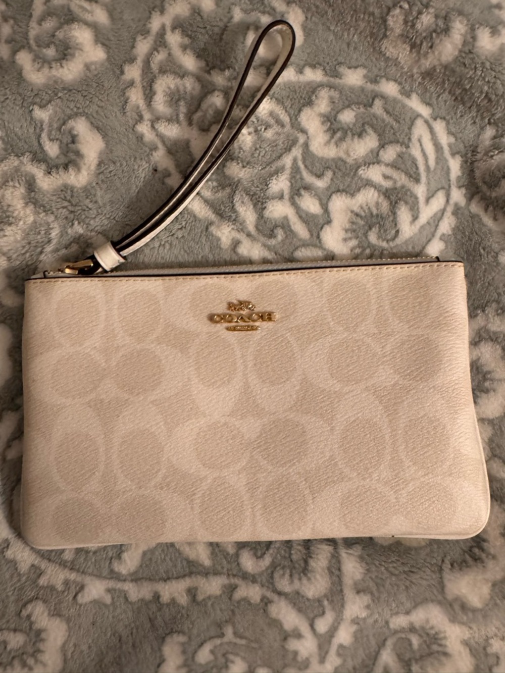 Coach Chalk Signature Wristlet with Gold Hardware